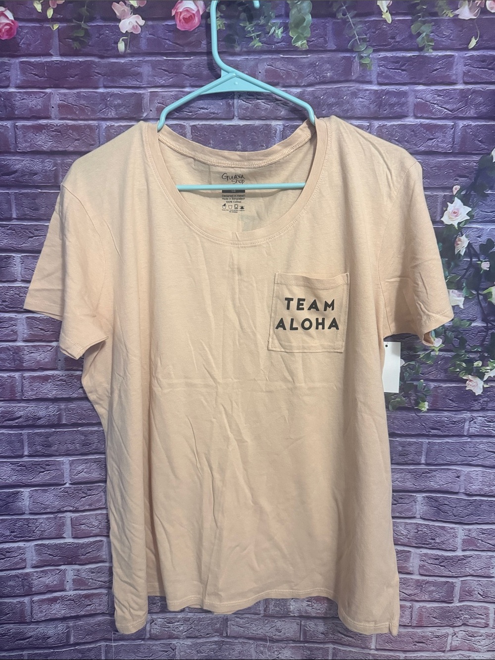 Guava Shop Hawaii surf beach inspired ladies peach t shirt new size large